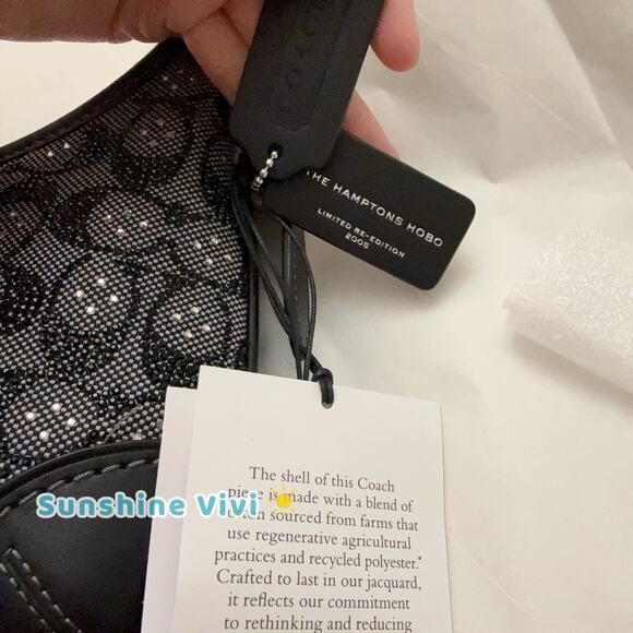 NWT Coach Hamptons Hobo Bag In Crystal Signature Jacquard CW654 Black Silver - Picture 5 of 10